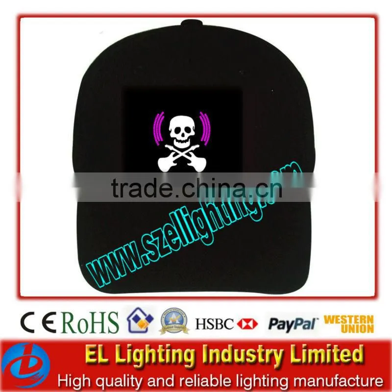 Custom el flashing capsel lighting caps 100% cotton el cap