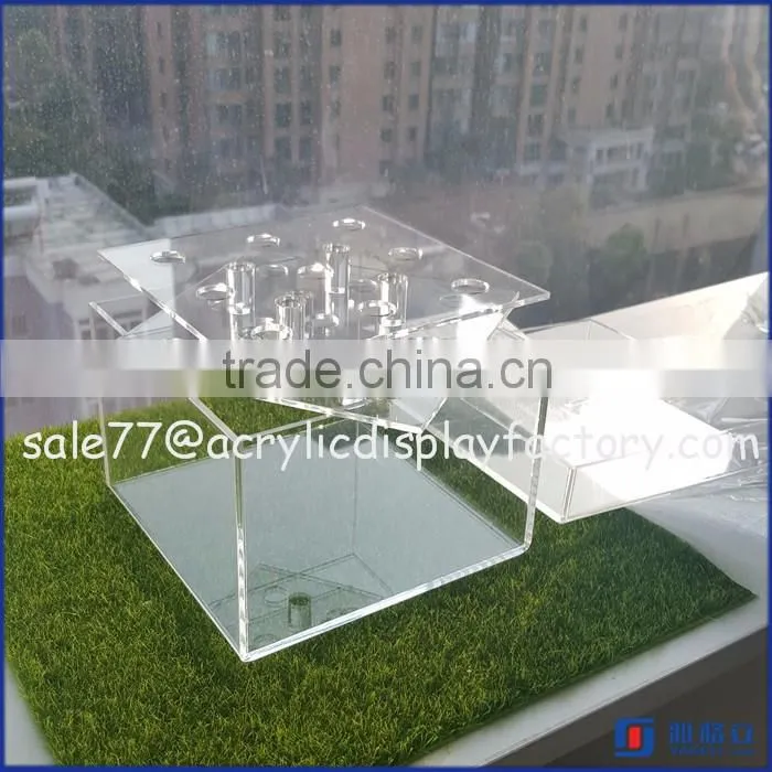 square acrylic box for flower packing, newest design cube box, custom made clear acrylic