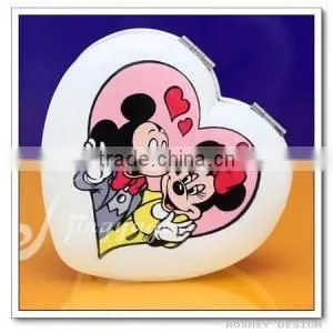 Travel taking heart shape compact mirror/cosmetic mirror/make up mirror/pocket mirror/vanity mirror