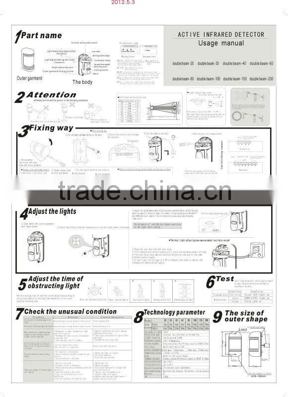 popularity in the world infrared beam detector (two beam) for house safe