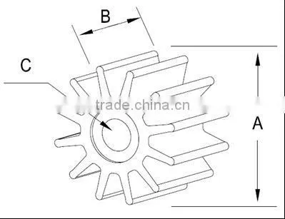 felxible pump impeller for Jabsco #: 653-0001