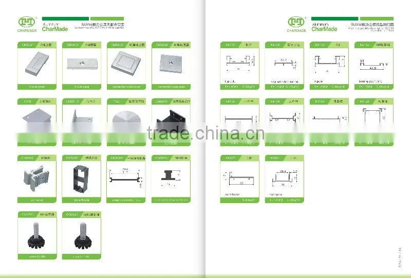 aluminum profile divider & glass and plywood partition SUV50 office system