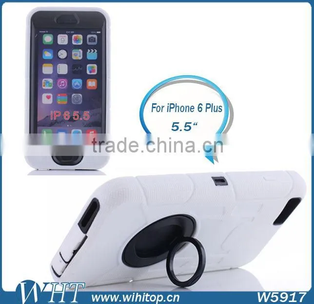 3 in 1 Heavy Duty Case with Rotating Ring Design Stand Shockproof Case for iPhone 6 Plus 5.5 Inch