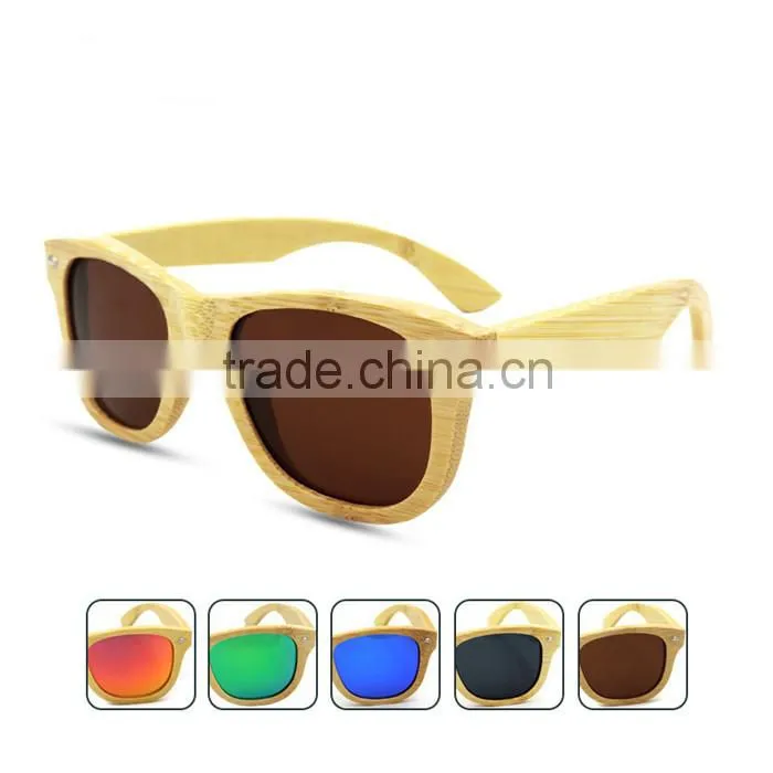 new fashion 2016 UV400 mirror color lens custom design bamboo wooden polarized sunglasses sun glass