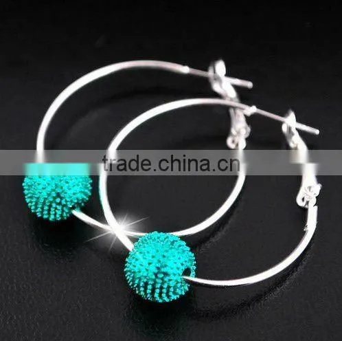 Crystal ball hoop earrings