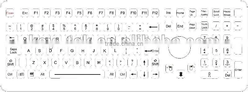Industrial keyboard with optical trackball compact design and custom layout