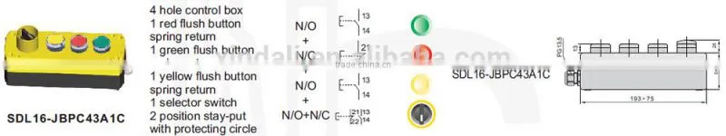 4 holes push button control box/2 position selector switch with protecting circle SDL16-BPN411P/SDL16-JBPC43A1C