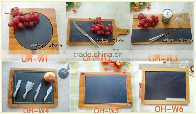 Kitchen dinnerware natural black slate stone hotel dinner plates