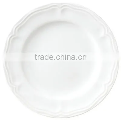 Super white emboss ceramic serving plate platter wedding plate