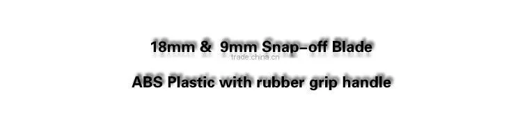 Stationery 9mm Snap Off Blade Plastic with rubber grip handle Utility Knife