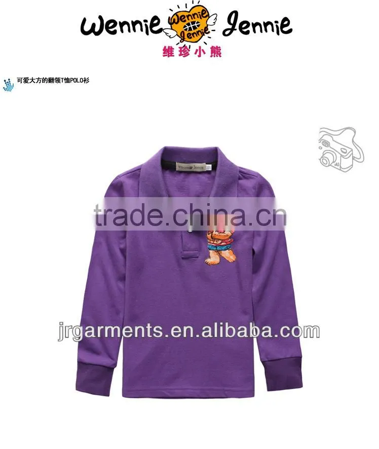 Pique child polo t shirt for long sleeve t-shirt cotton polo t-shirt with EMB