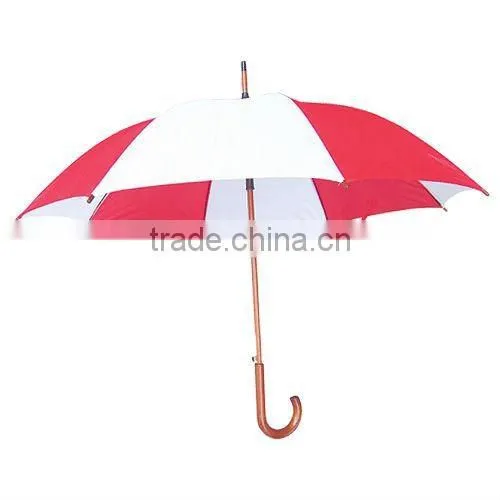 190T pongee 24"x8 ribs Auto open straight umbrella with wooden shaft and handle