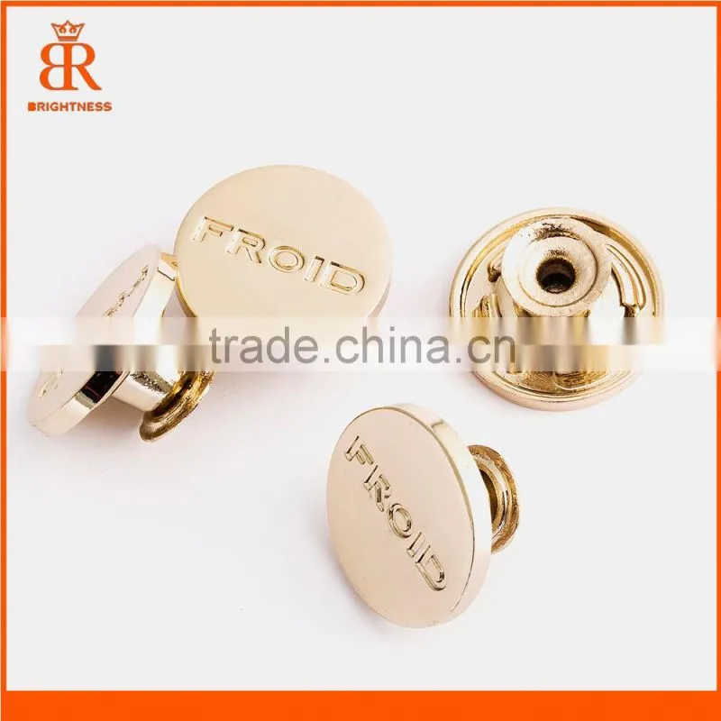 Fashion man clothing zamak button silver jeans button name clothes button