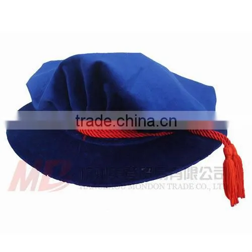 Red Velvet Doctoral Tudor Bonnets With Silver Cords