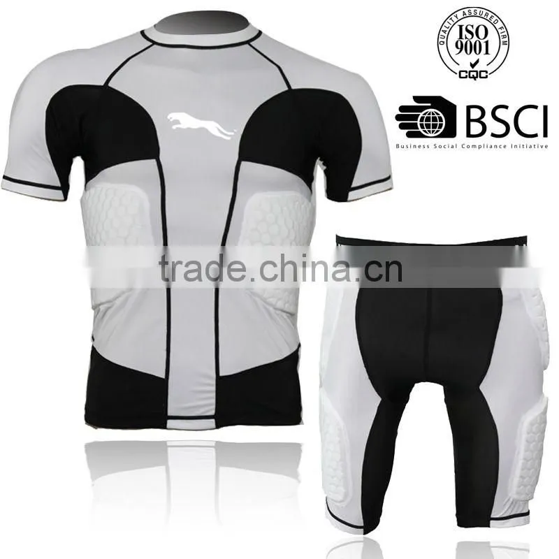 Rugby protection padded top Football pro combat compression gear padded compression wear