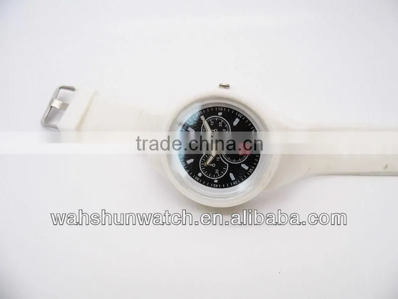 factory custom logo fashion quartz branded silicone wrist white watch with black dial