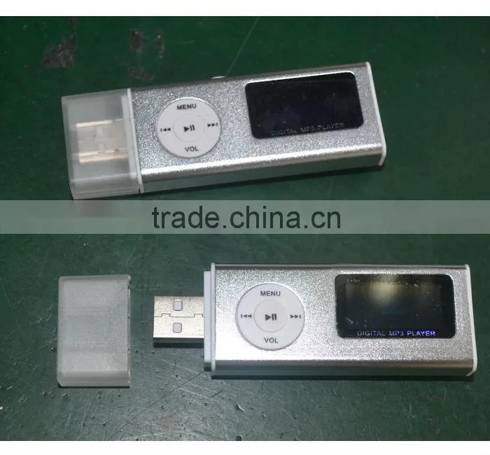 2-in-1 blue Mini Clip LCD Screen USB MP3 Player with speaker