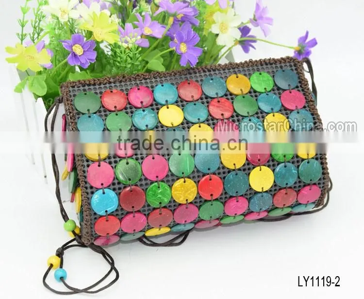 2016 new designs in stock wholesale high quality coconut shell bag for girls wallet