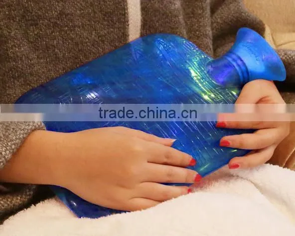 PVC hot water bottle wave design with polar fleece cover 2L