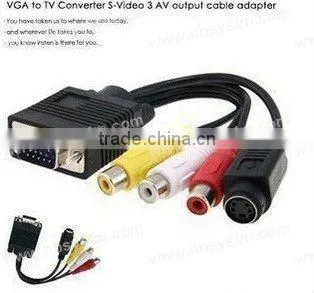 PC VGA SVGA TO S-Video 3 RCA Composite HD AV TV Out Converter Adapter Cable