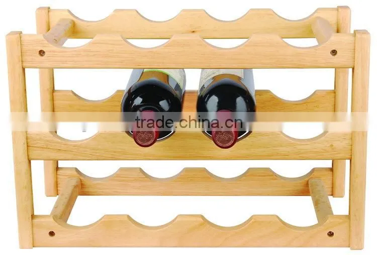 Antique Wooden Wine Rack with 3 Tiers