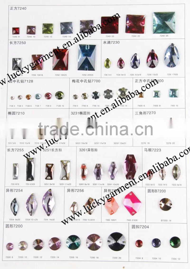 LUCKY highest quality flat back sew-on acrylic stone acryl strass
