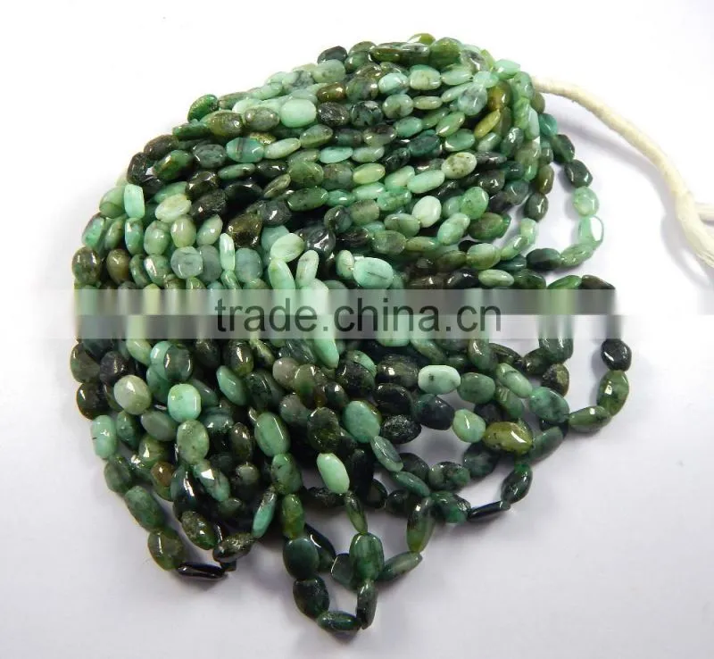NATURAL SHADED EMERALD OVAL SHAPE BEADS