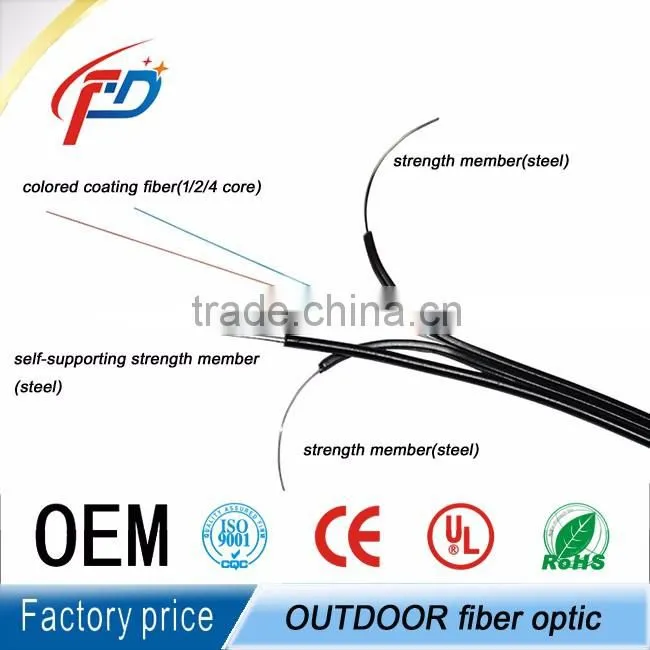1 2 4 cores FTTH outdoor FRP LSZH sheath self-supporting finished drop cable