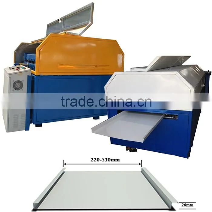 Portable standing seam roof panel machine for straight and tapered