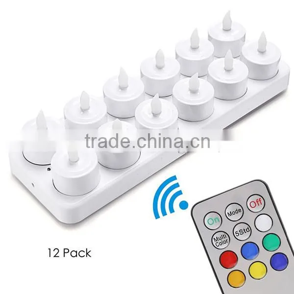 12Pcs/Set RGB Remote Controller Rechargeable LED Tealight Candles for Wedding Birthday Party