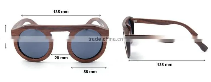 New style handmade natural bamboo wood round frame wooden sunglasses for women