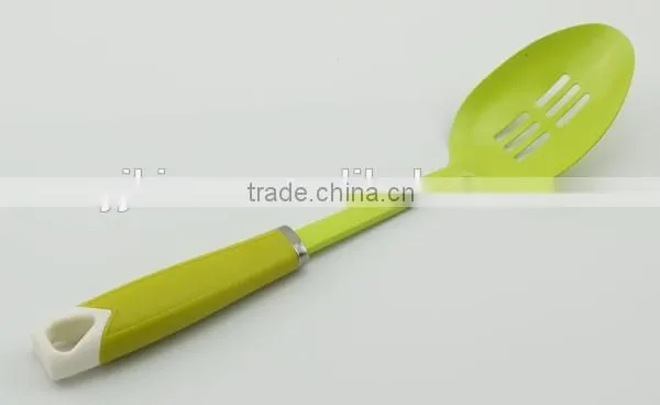 plastic handle kitchenware stainless steel long spoon with colorful