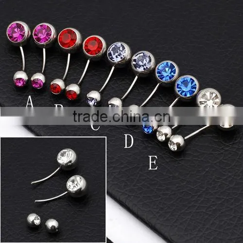 New Arrival Stainless Steel Colorful Crystal Body Piercing Jewelry