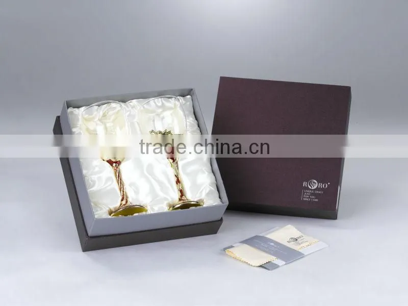 RORO Auspice dragon and phoenix enamel crystal glass red wine glass