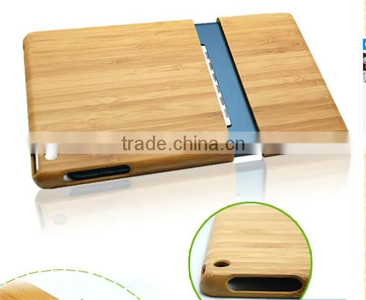 OEM Carbonized Bamboo Wood Case Protective Case for IPad Air two parts with bamboo/alumium buckle