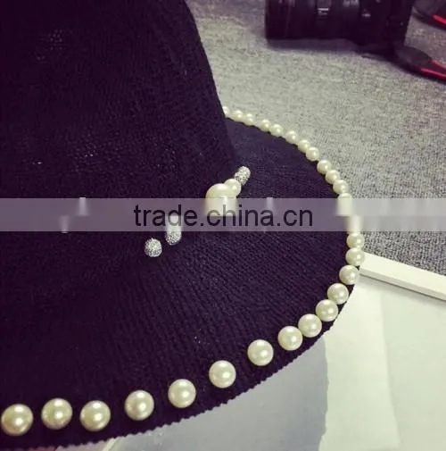 2016 latest pearl design beach sun hats hot sale original cheaper sale ladies hat wholesale china