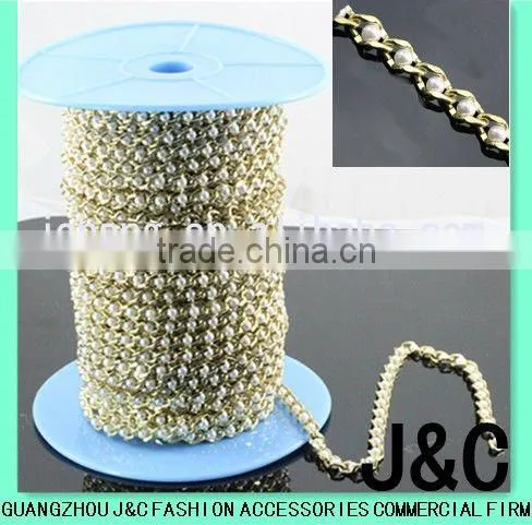 raw jewellry brass chain with pearl