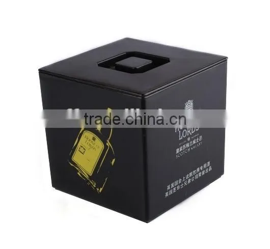 Double wall rectangular Plastic square ice bucket with lid