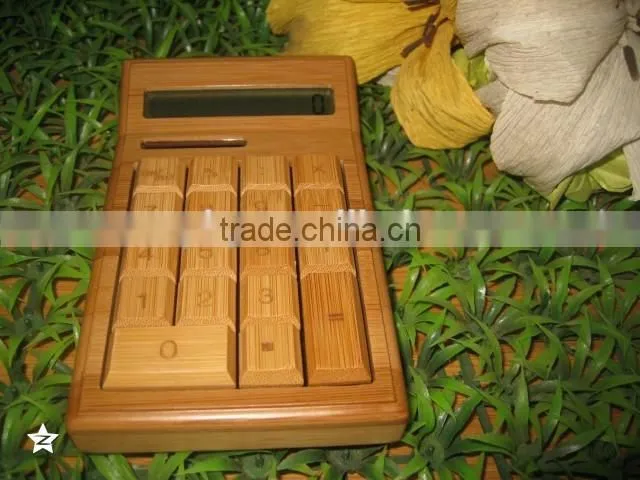 Solar Charge Bamboo Calculator Wood calculator unique for christmas gift