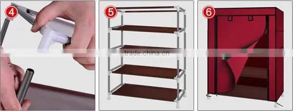 FC118BC Collapsible space saving Fabric iron shoe rack with cover