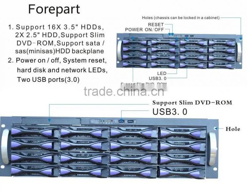 3u rackmount chassis sas backplane hard drive server case