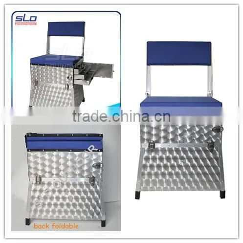 fishing aluminum seat boxes with back rest with aluminum drawers
