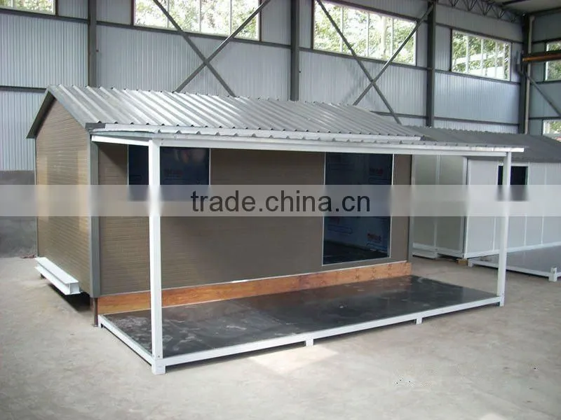 living and comfortable prefab house with awning