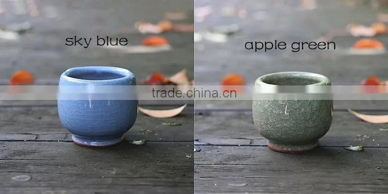 Whosale colorful mini cracked ceramic flower pots with hole