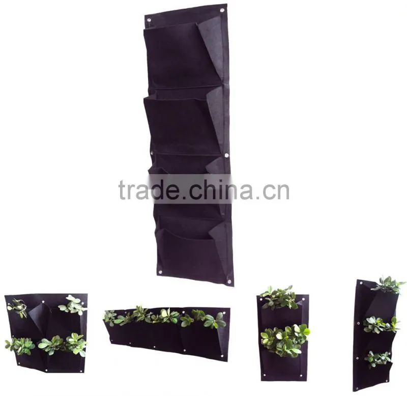 4 Pouch Vertical Hanging Wall Fabric Pot Container