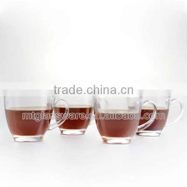 2016 summer machine made glass coffee cup with handle