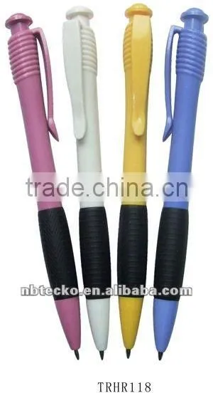 Promotional beautiful plastic ball point pen with lovely clip