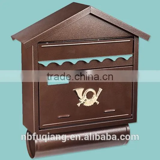 FQ-101 Wall mounted cast iron mailbox with paint coating metal mailbox of newspaper tube