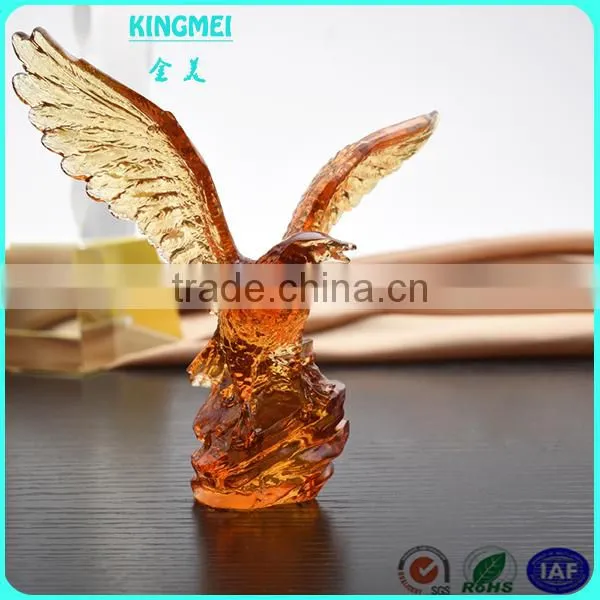 Customized Blank Crystal Trophy With Eagle Colored Glaze On The Top
