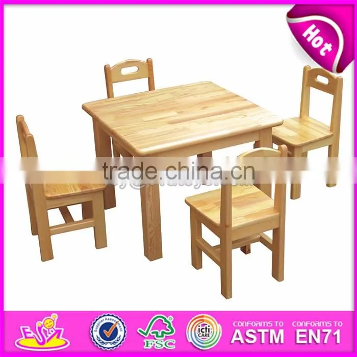 High quality kindergarten table and chairs natural wood daycare furniture W08G209-S
